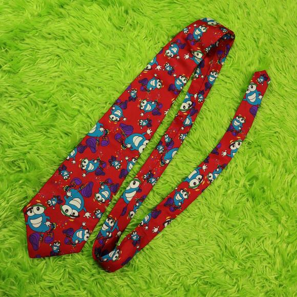 Vintage 90s Buffalo Bay Red Cartoon Character Silk Tie - Picture 2 of 6